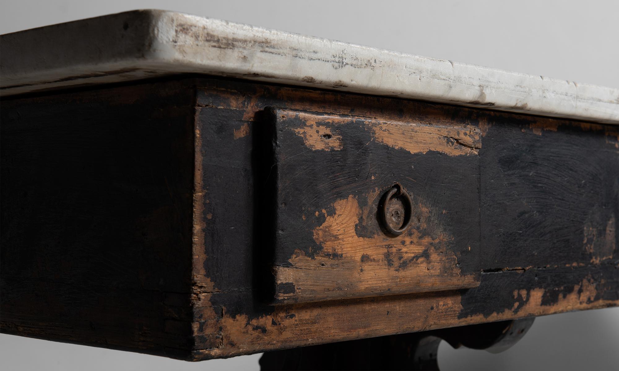 Mid-19th Century Marble and Painted Wood Console from a Convent, France, circa 1960