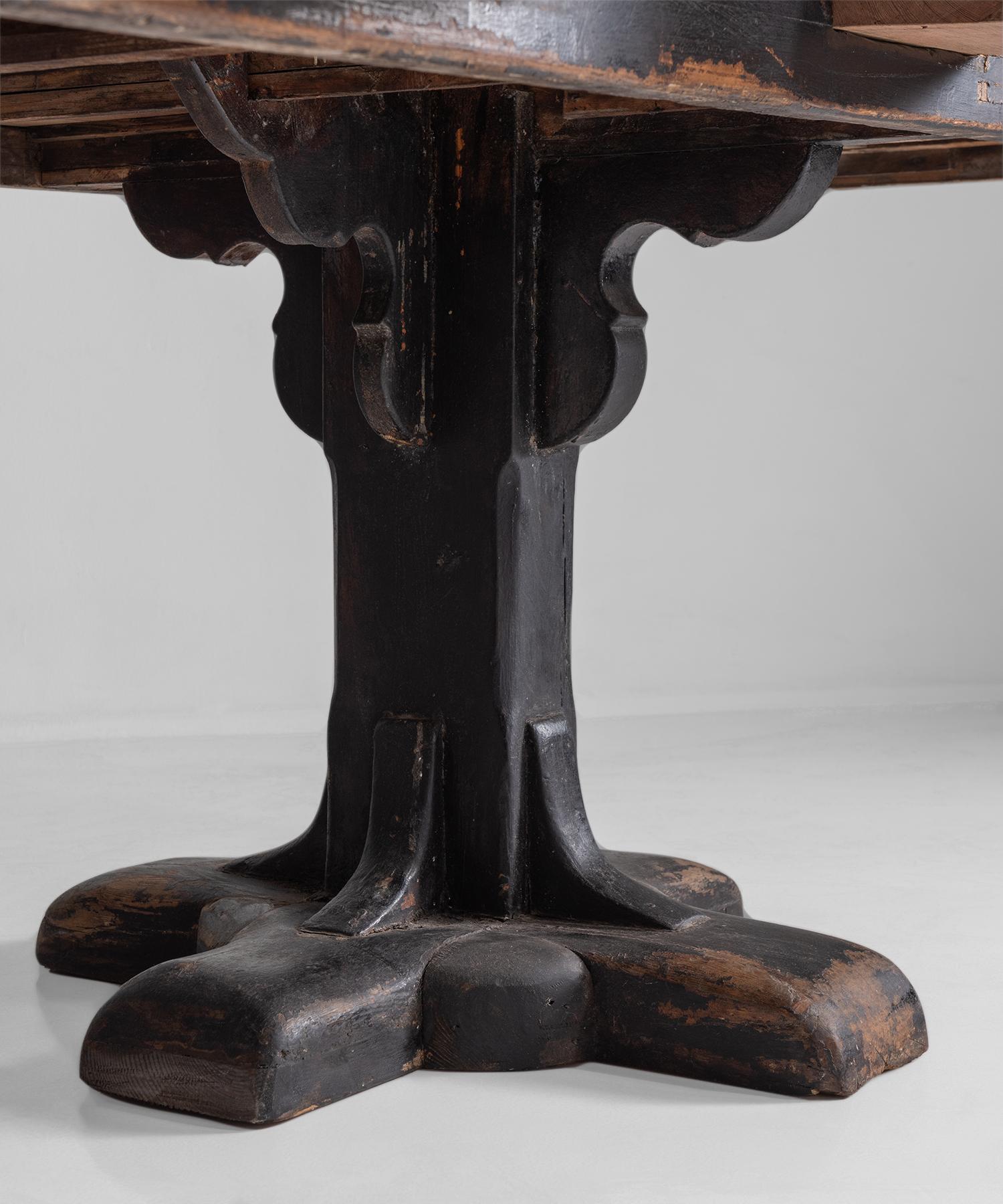 Marble and Painted Wood Console from a Convent, France, circa 1960 2