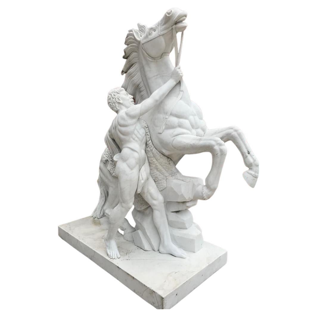 This Marly pair marble horses are very special for the huge size and conditions, they come from Italy to South America what are they now, we offer free shipping to any place in the world.