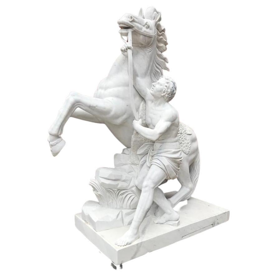 Baroque Carrara Marble Marble Horses For Sale
