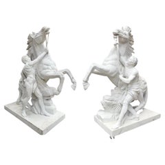 Marble Pair Marly Horses Lifesize Carrara