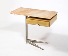 Marble & Parchment & Nickel End Table, Italy 1960's