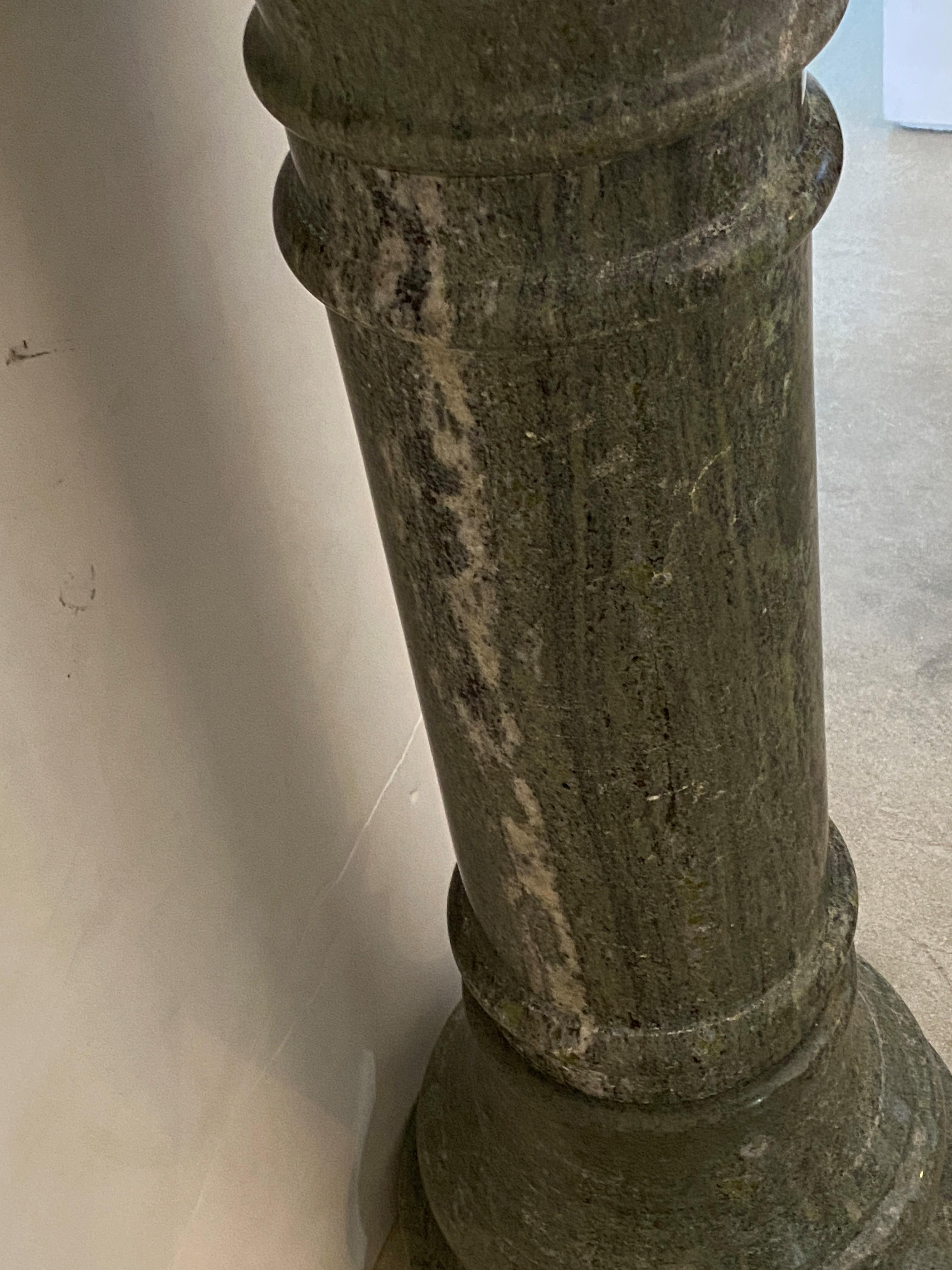 Italian Marble Pedestal in Green Marble For Sale