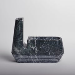 Marble Pen Stand, Sculptural, Green Tinos Stone, Hidden Container Compartment
