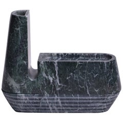 Marble Pen Stand, Sculptural, Green Tinos Stone, Hidden Container Compartment