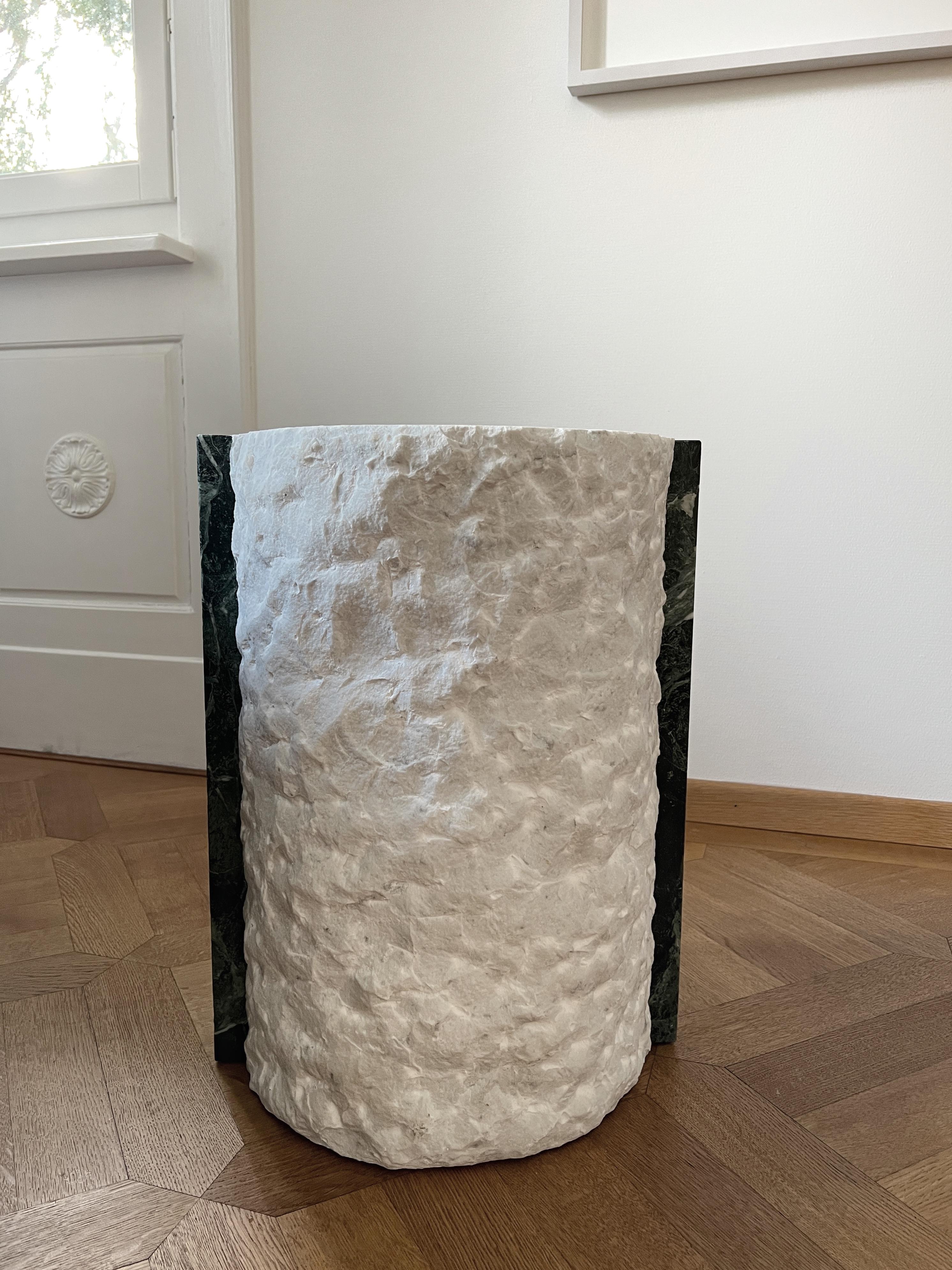 Marble PHI Side Table by Lisa Franzen
Limited Edition of 8 pieces.
Dimensions: Ø 39 x H 51 cm.
Material: Marble Bianco Carrara, Marble Verde Alpi.

Exclusively handmade in Italy. Sculpted by hand. Matte finish. Please contact us.



