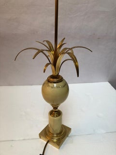 Marble Pineapple Lamp, Golden Lamp, in the Style of Jansen, circa 1970