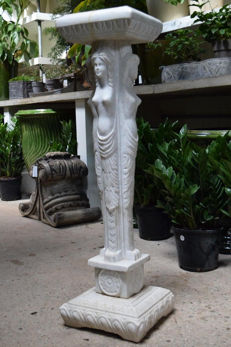 Carved Marble Plant Stand