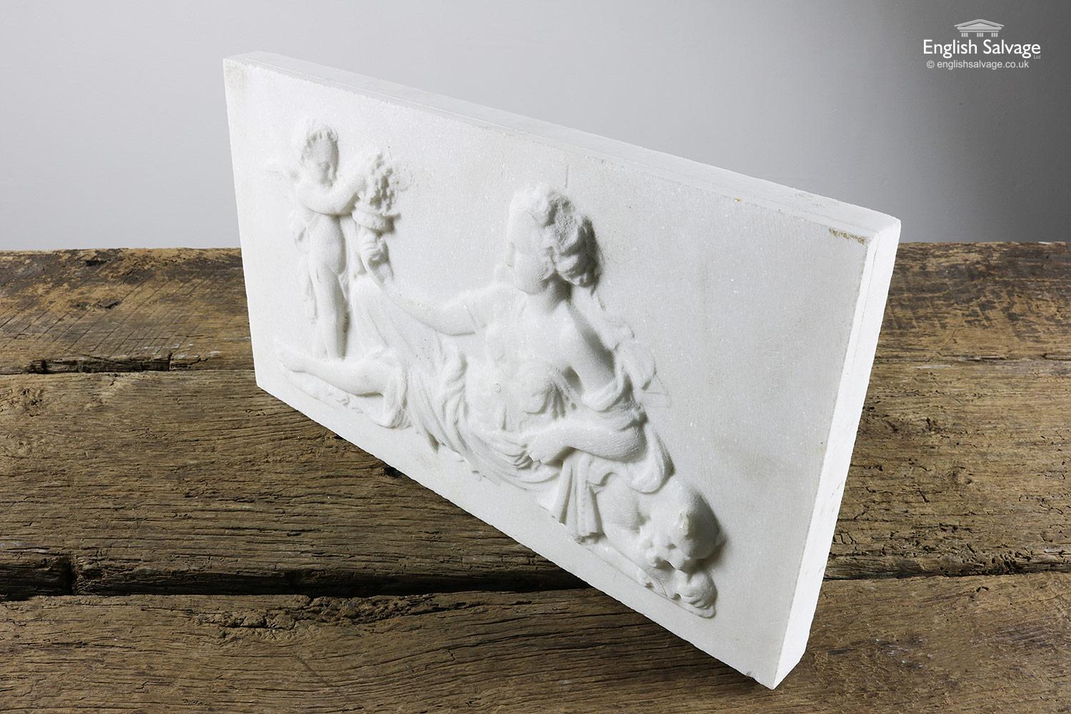 Marble Plaque Putto / Amorino & Cybele Scene, 20th Century For Sale 1