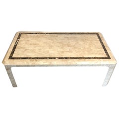 Tavolino in marmo con incrostazioni in ottone, Francia, circa 1970