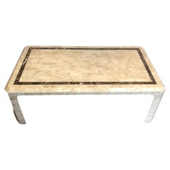 Marble Plates Coffee Table with Brass Line Incrustations, French, Circa 1970