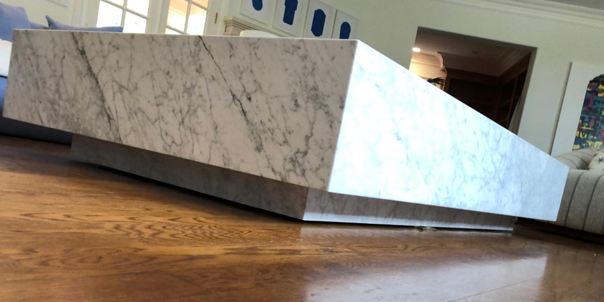 Modern Marble Plinth Coffee Table For Sale