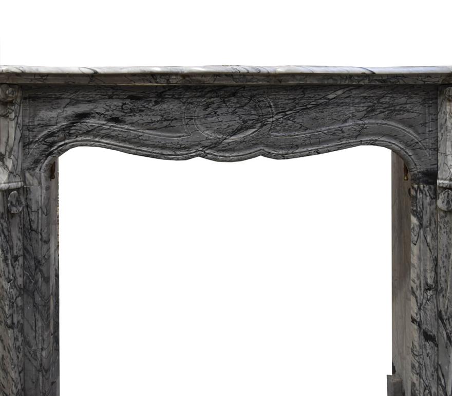 Marble Pompadour Fireplace 19th Century In Fair Condition For Sale In Udenhout, NL