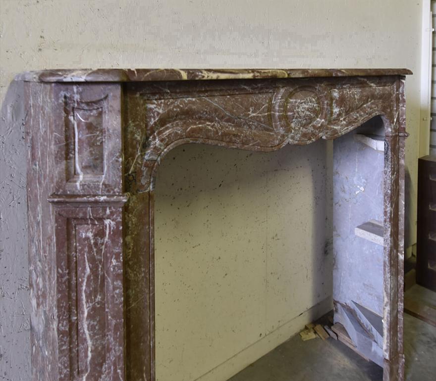 French Marble Pompadour fireplace mantel 19th Century For Sale