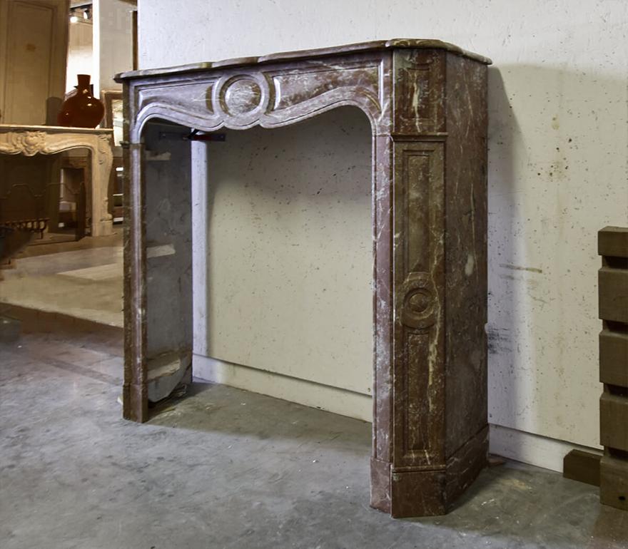 Marble Pompadour fireplace mantel 19th Century For Sale 1
