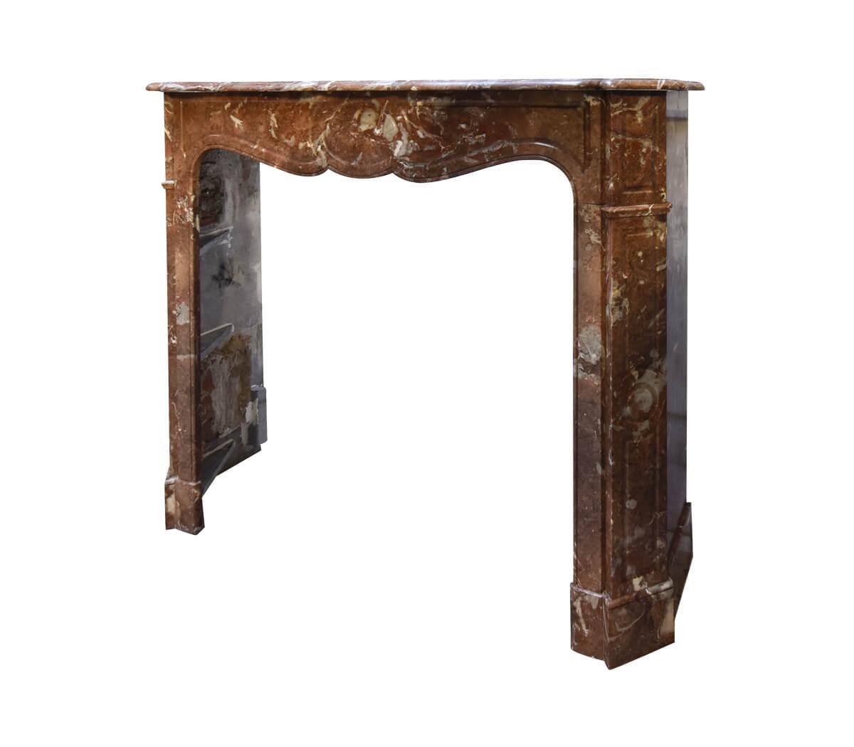 Late 19th Century Marble Pompadour Front fireplace mantel 19th Century For Sale