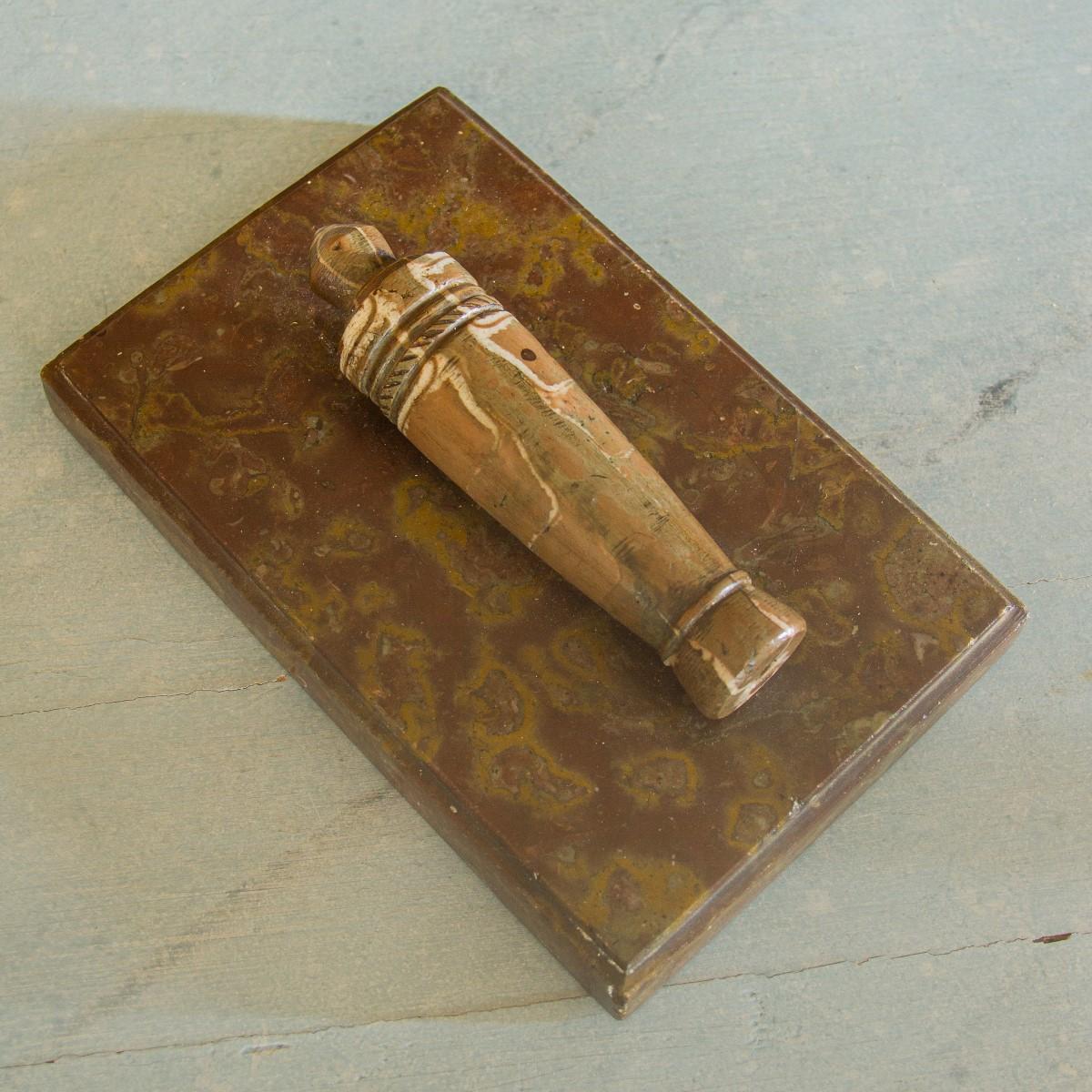 A Swedish marble leaf press or paperweight with a cannon handle, circa 1850.

This would make a great desk accessory.