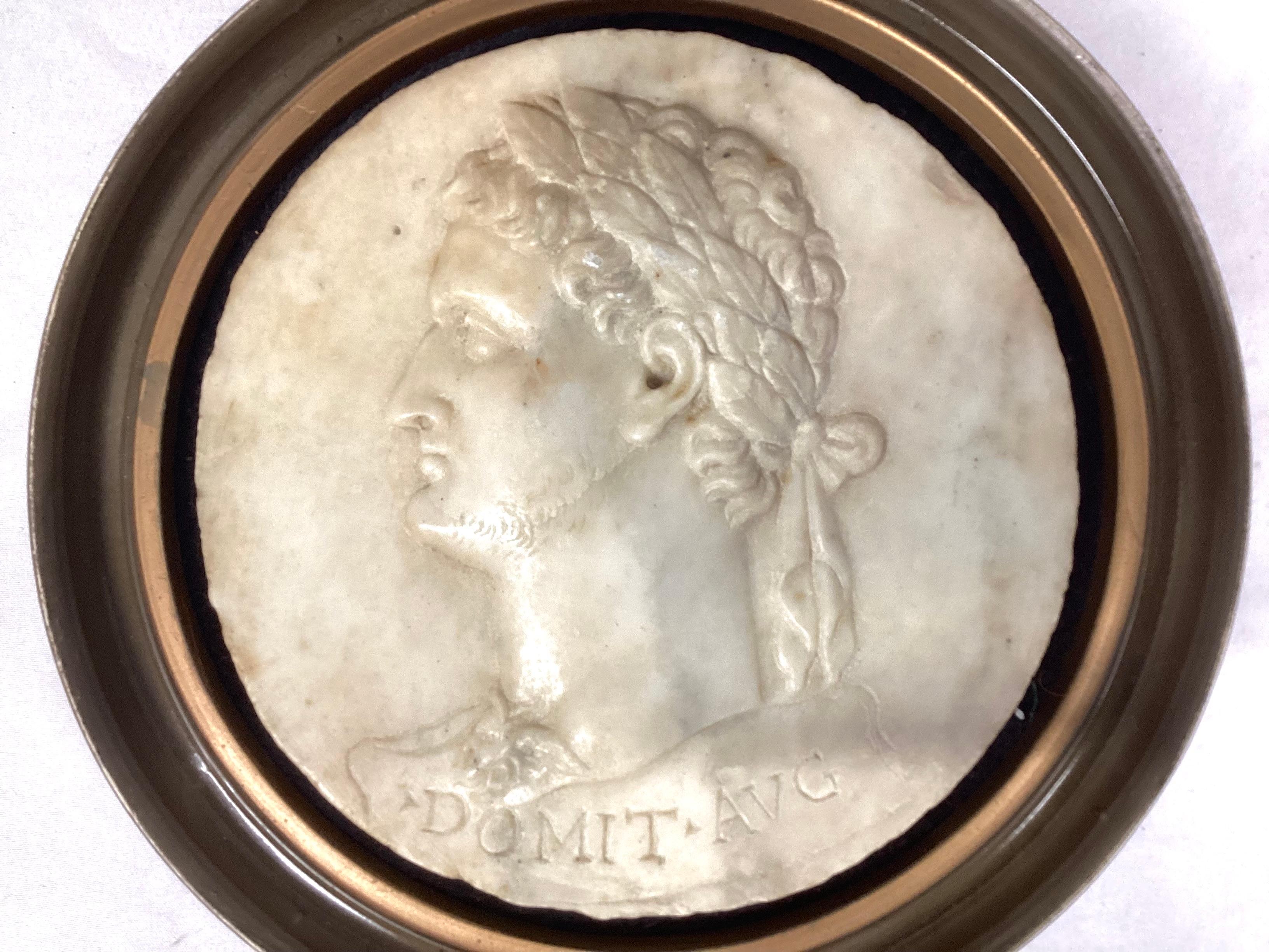 Italian Marble Profile Portrait Medallion Of Ancient Roman Emperor