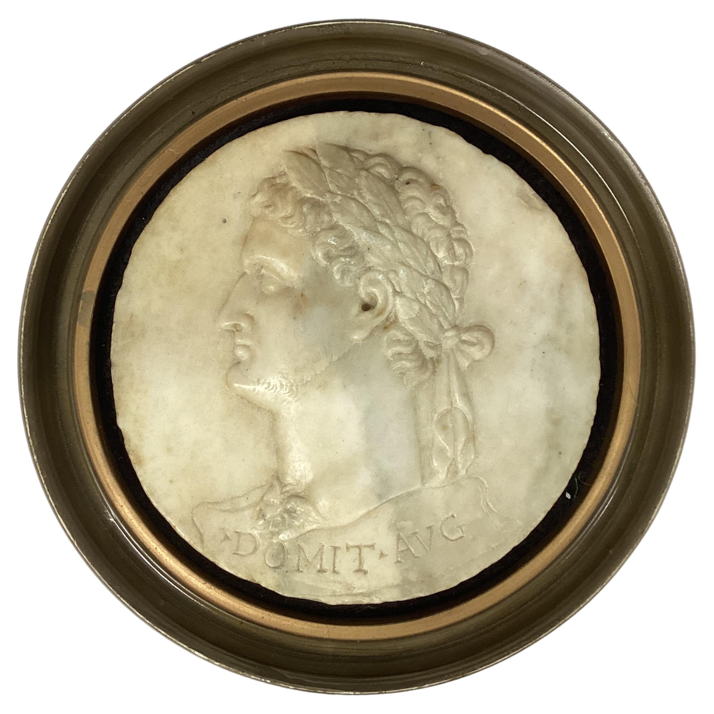 Marble Profile Portrait Medallion Of Ancient Roman Emperor