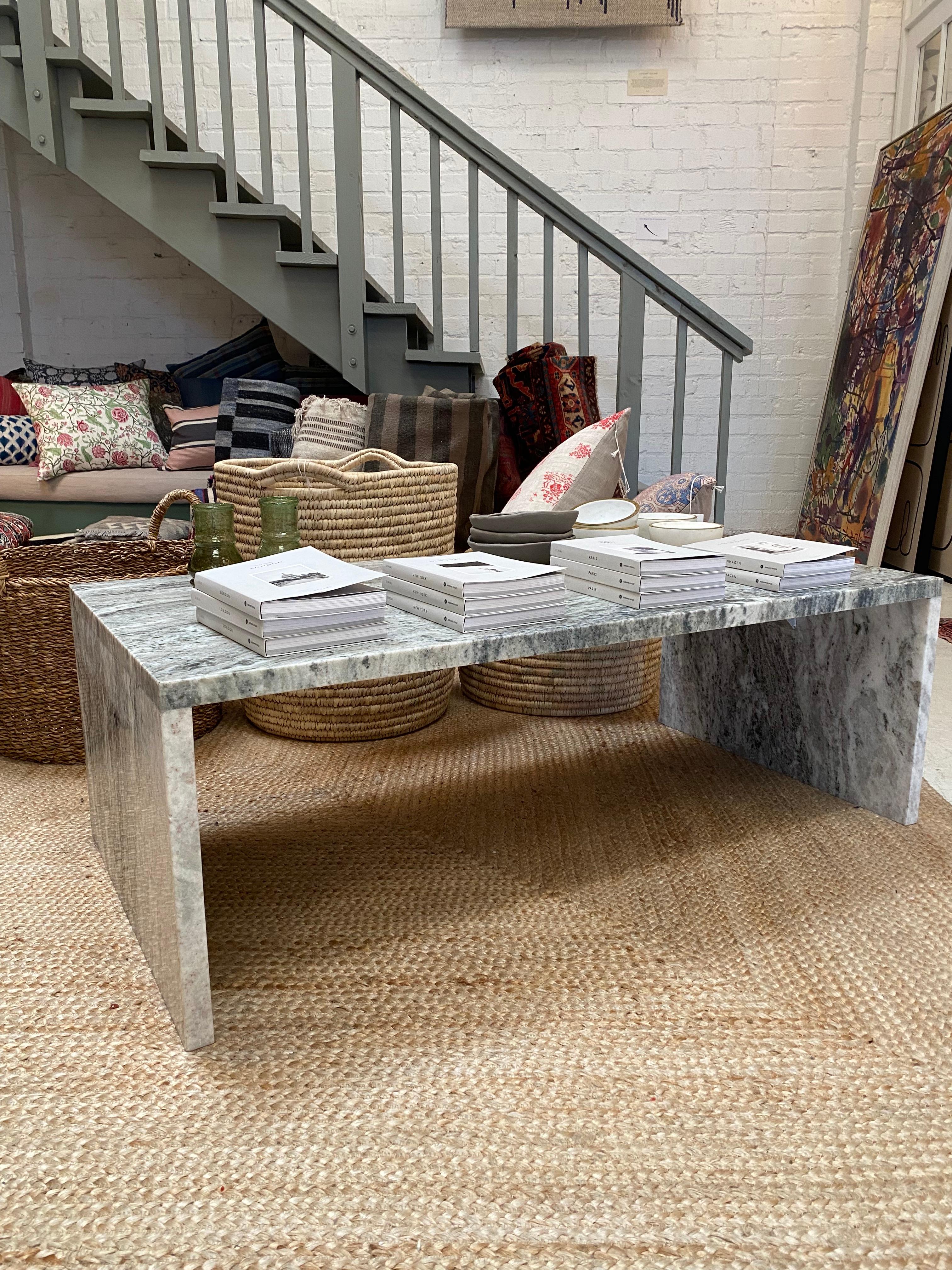 Marble Waterfall Edge Coffee Table For Sale 3