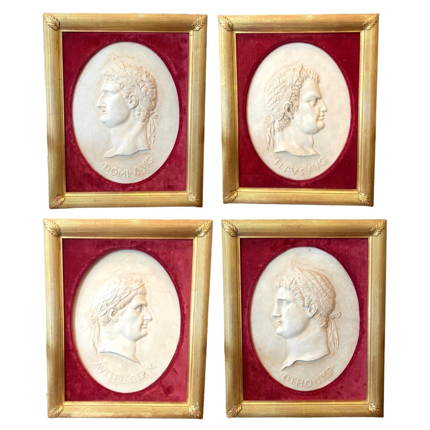 Marble Relief Portraits of 4 Caesars For Sale