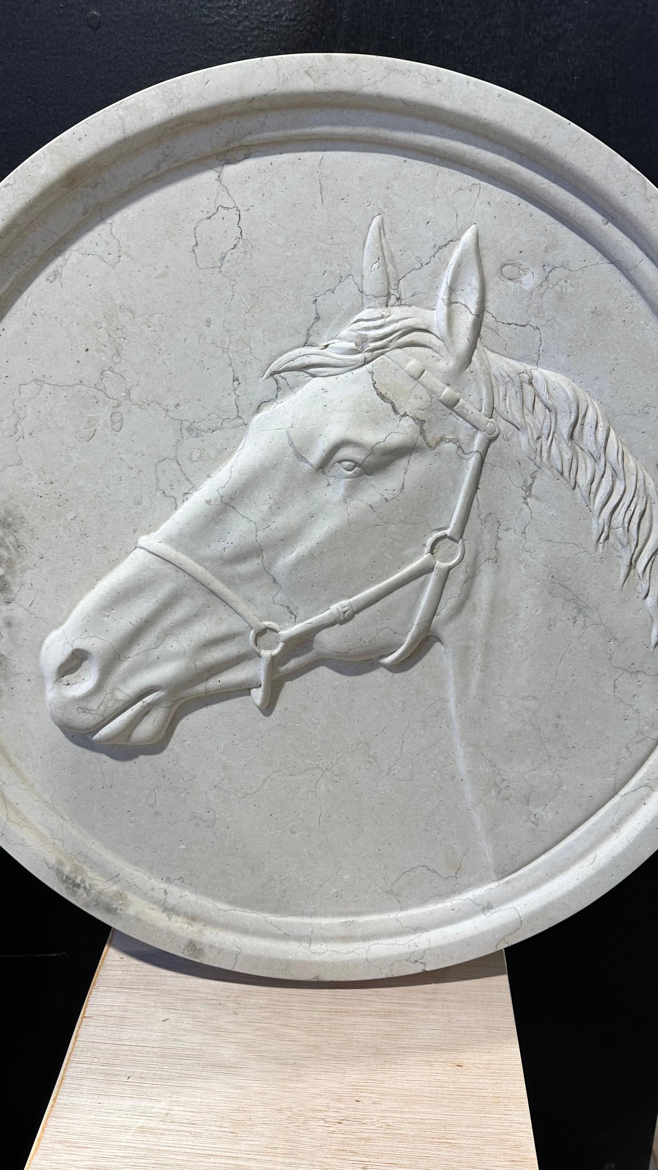 Marble Round Wall Plaques Of Horseheads For Sale 1