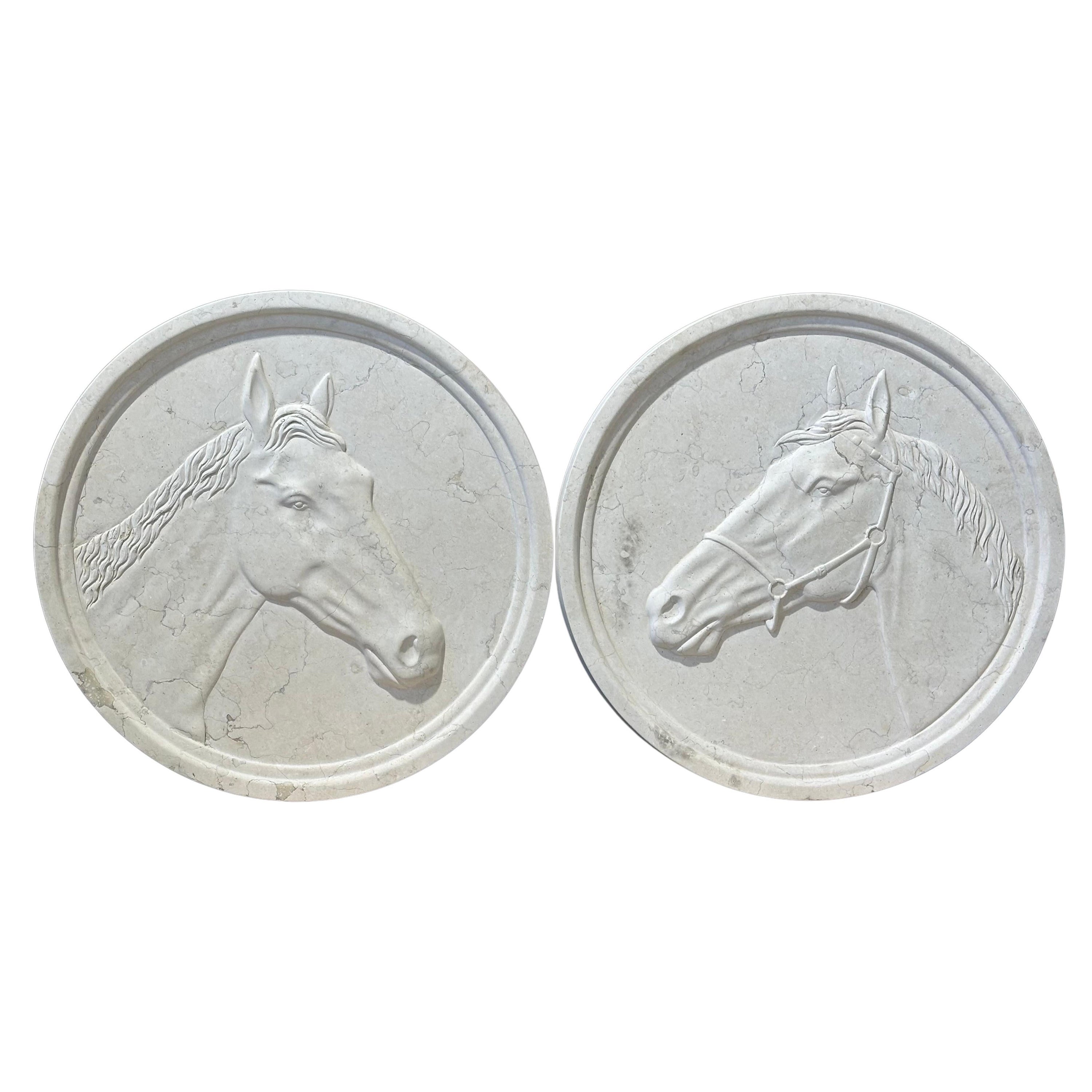 Marble Round Wall Plaques Of Horseheads