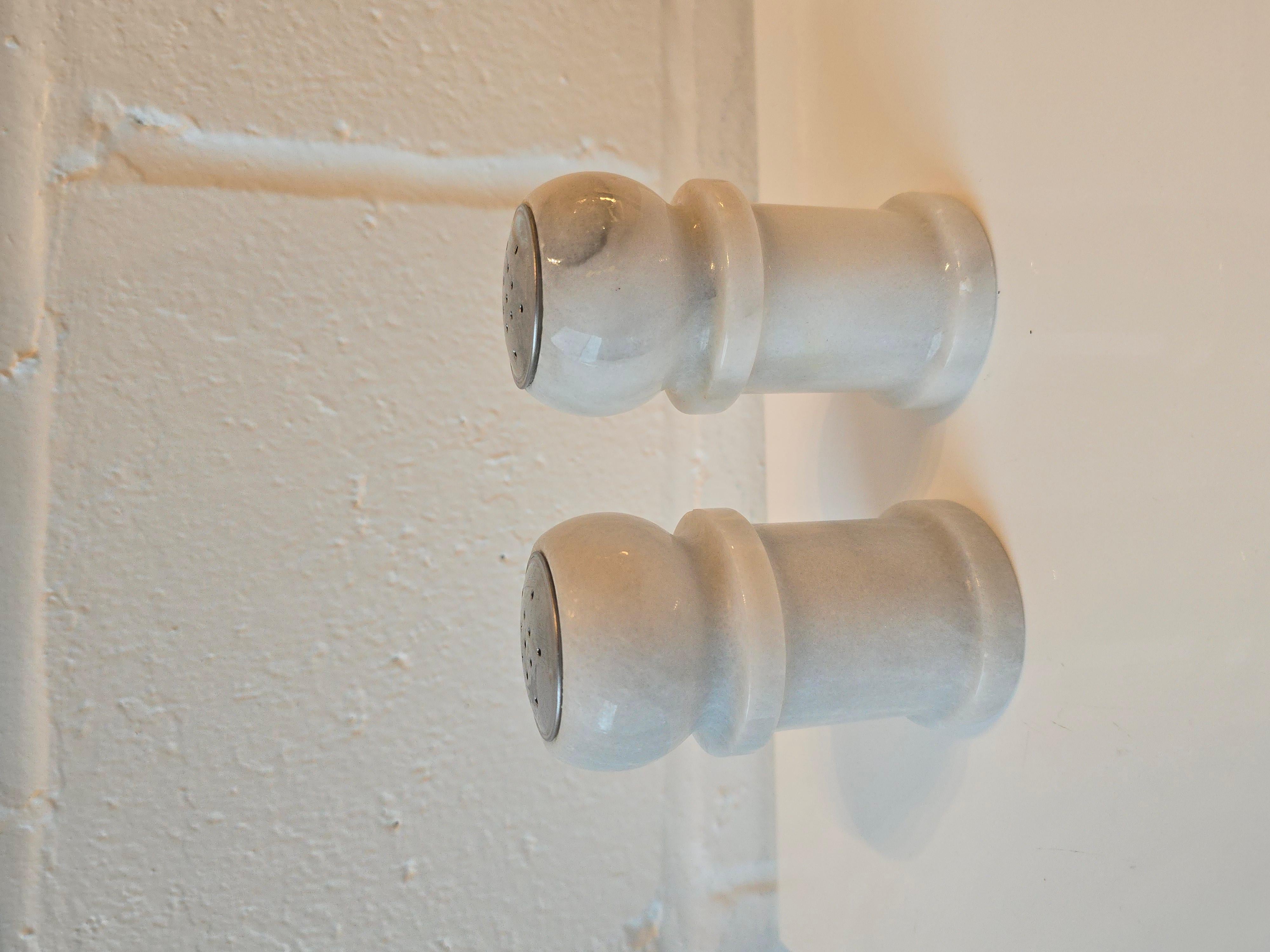 Post-Modern Marble Salt and Pepper Shakers Tableware For Sale