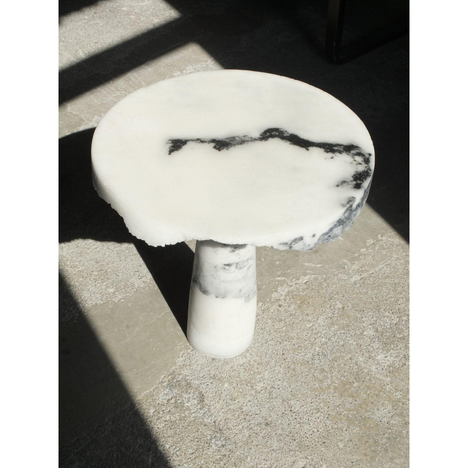Marble salt side table by Roxane Lahidji
Dimensions: D 50 x H 45 cm.
Materials: Marble Salt.
Weight: 25 kg.

Roxane Lahidji is a social designer specializing in ecological material developments and applications. Her research focuses on