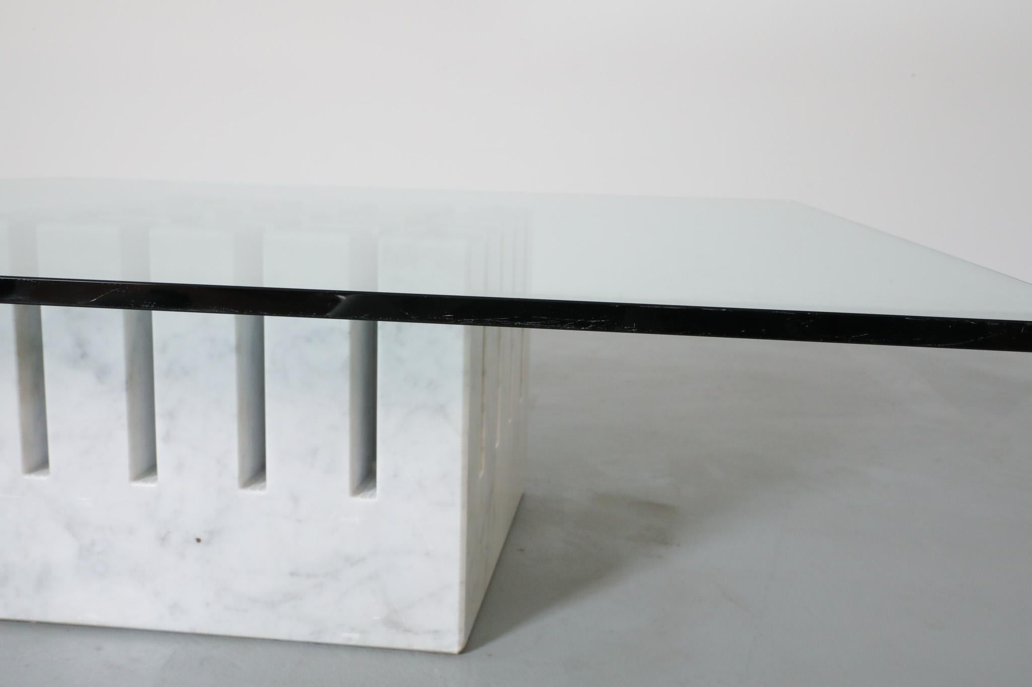 Marble ‘Scacco’ Coffee Table with Glass Top by Cattelan Italia, 1986 For Sale 5