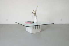 1986 Philip Jackson 'Scacco' Tavolino in marmo e vetro per Cattelan Italia