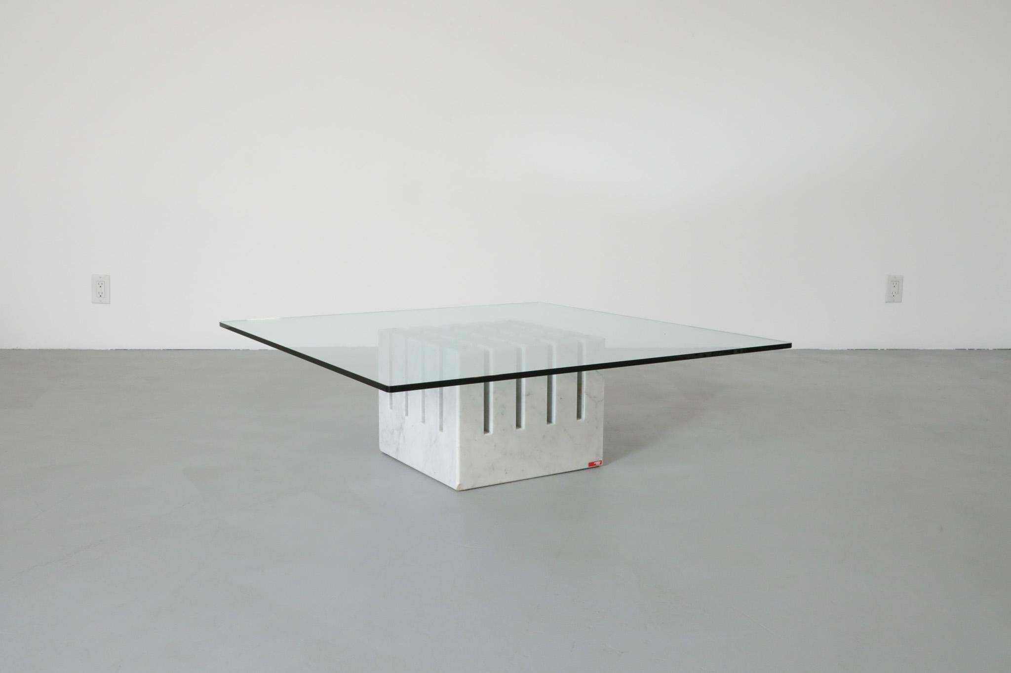 Mid-Century Modern Marble ‘Scacco’ Coffee Table with Glass Top by Cattelan Italia, 1986 For Sale