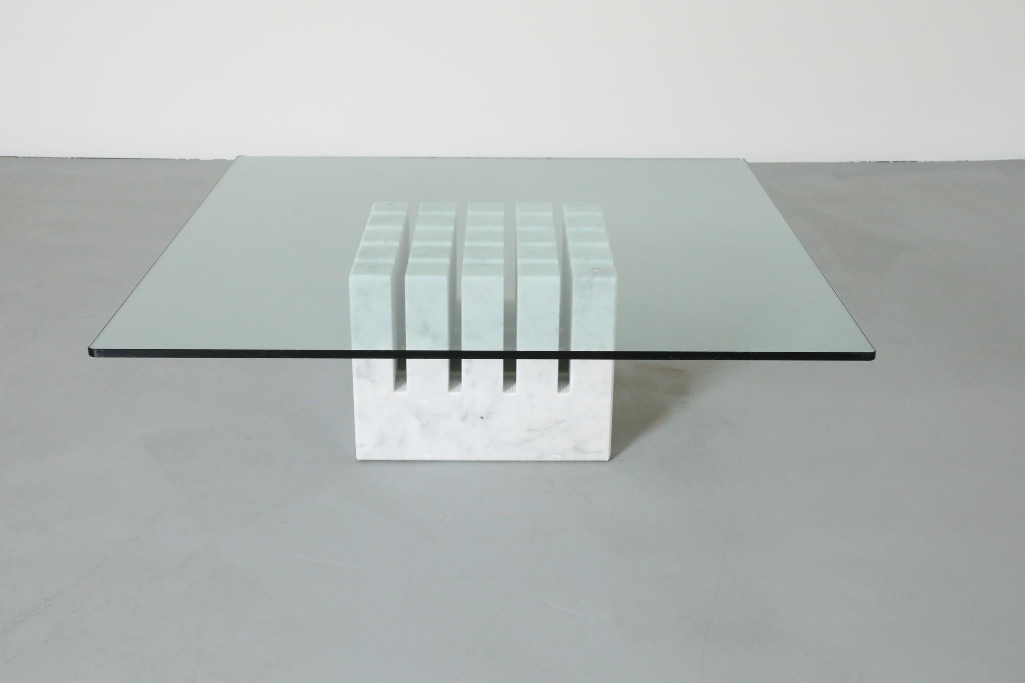 Late 20th Century Marble ‘Scacco’ Coffee Table with Glass Top by Cattelan Italia, 1986 For Sale