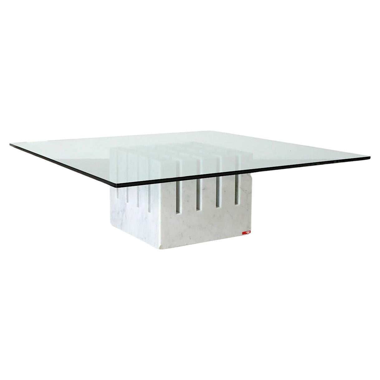 Marble ‘Scacco’ Coffee Table with Glass Top by Cattelan Italia, 1986 For Sale