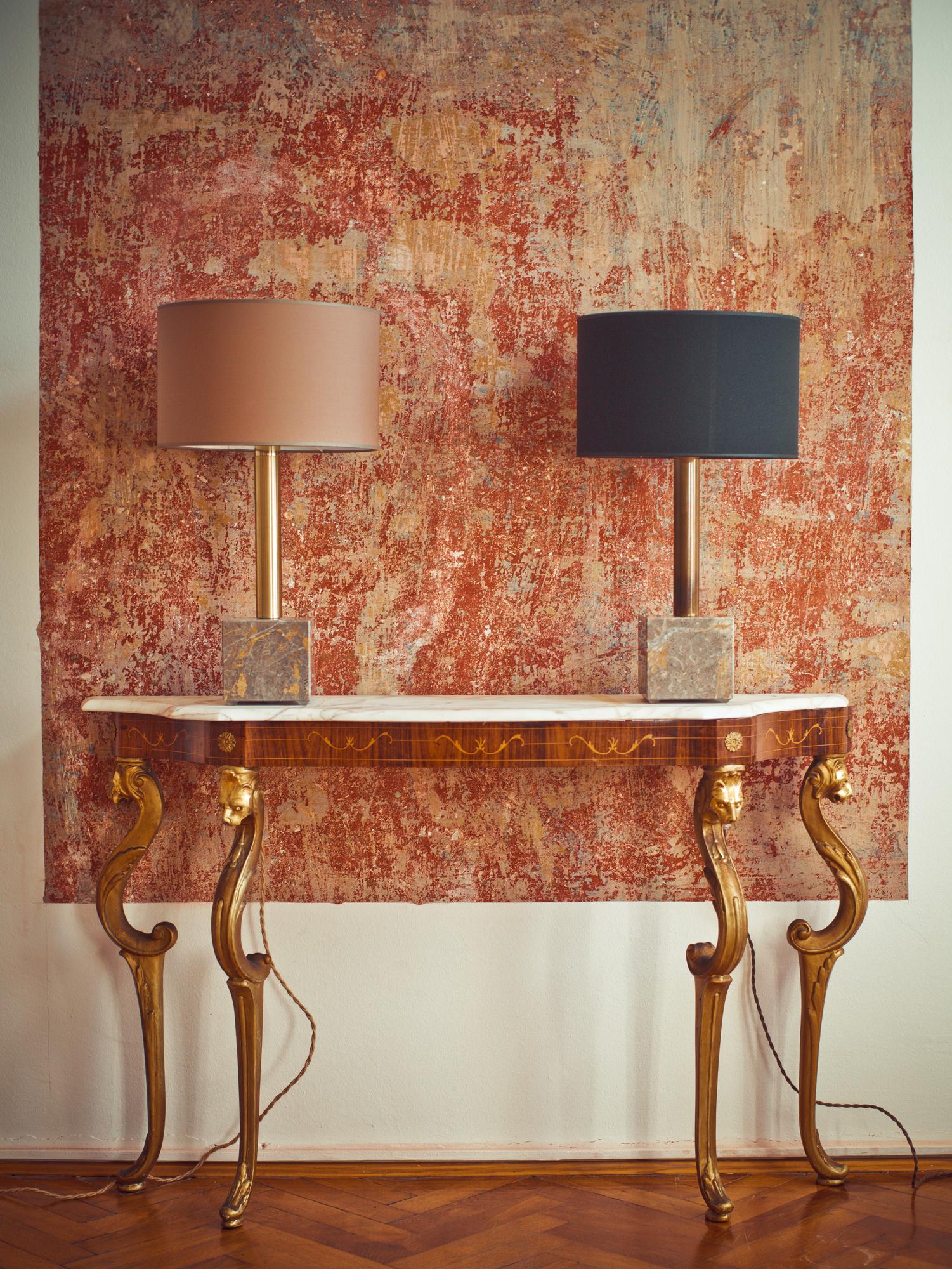 European Marble Sculpted Table Lamp by Brajak Vitberg