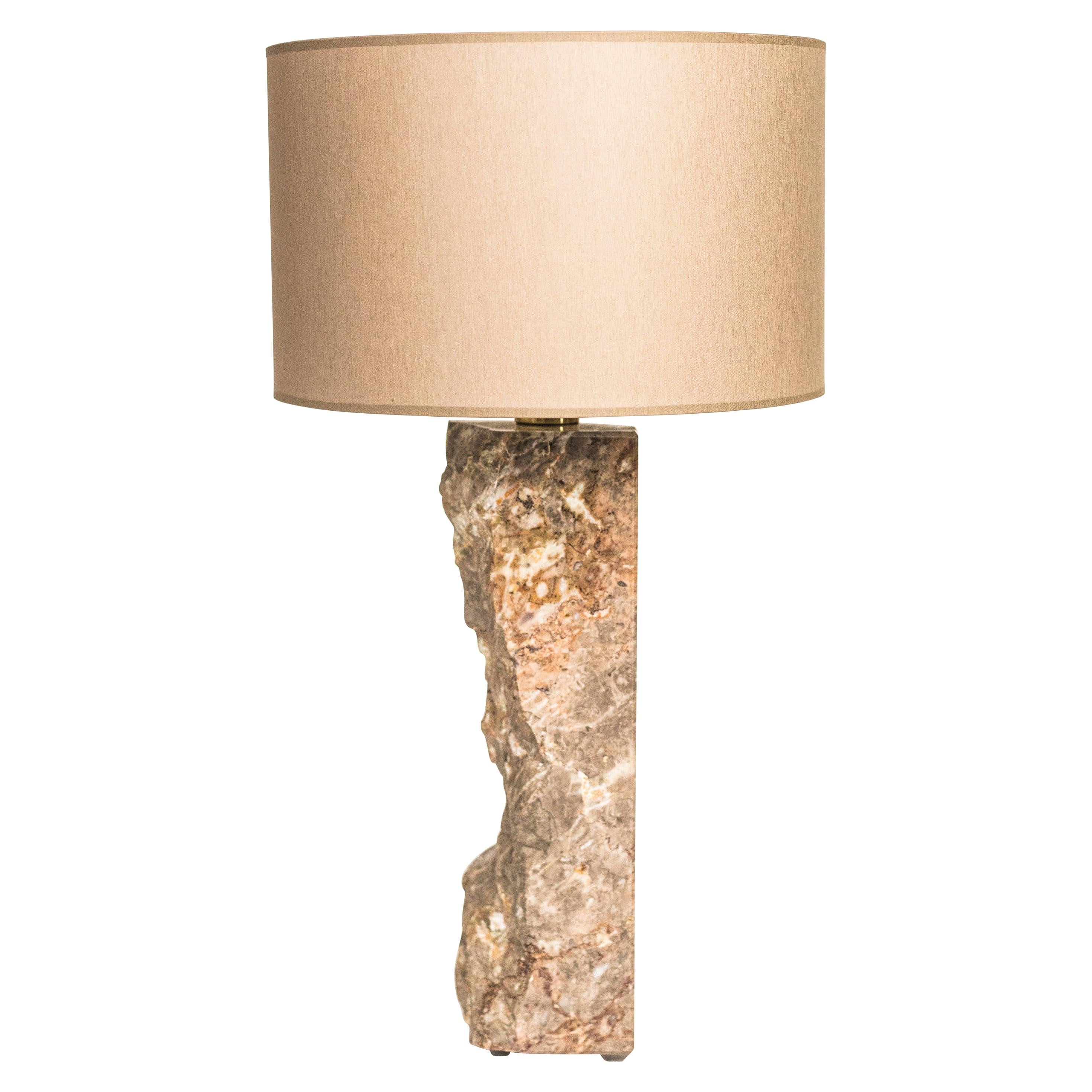 Travertine Sculpted Table Lamp by Brajak Vitberg For Sale at 1stDibs