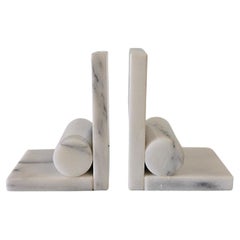 Marble Sculptural Cylindrical Bookends