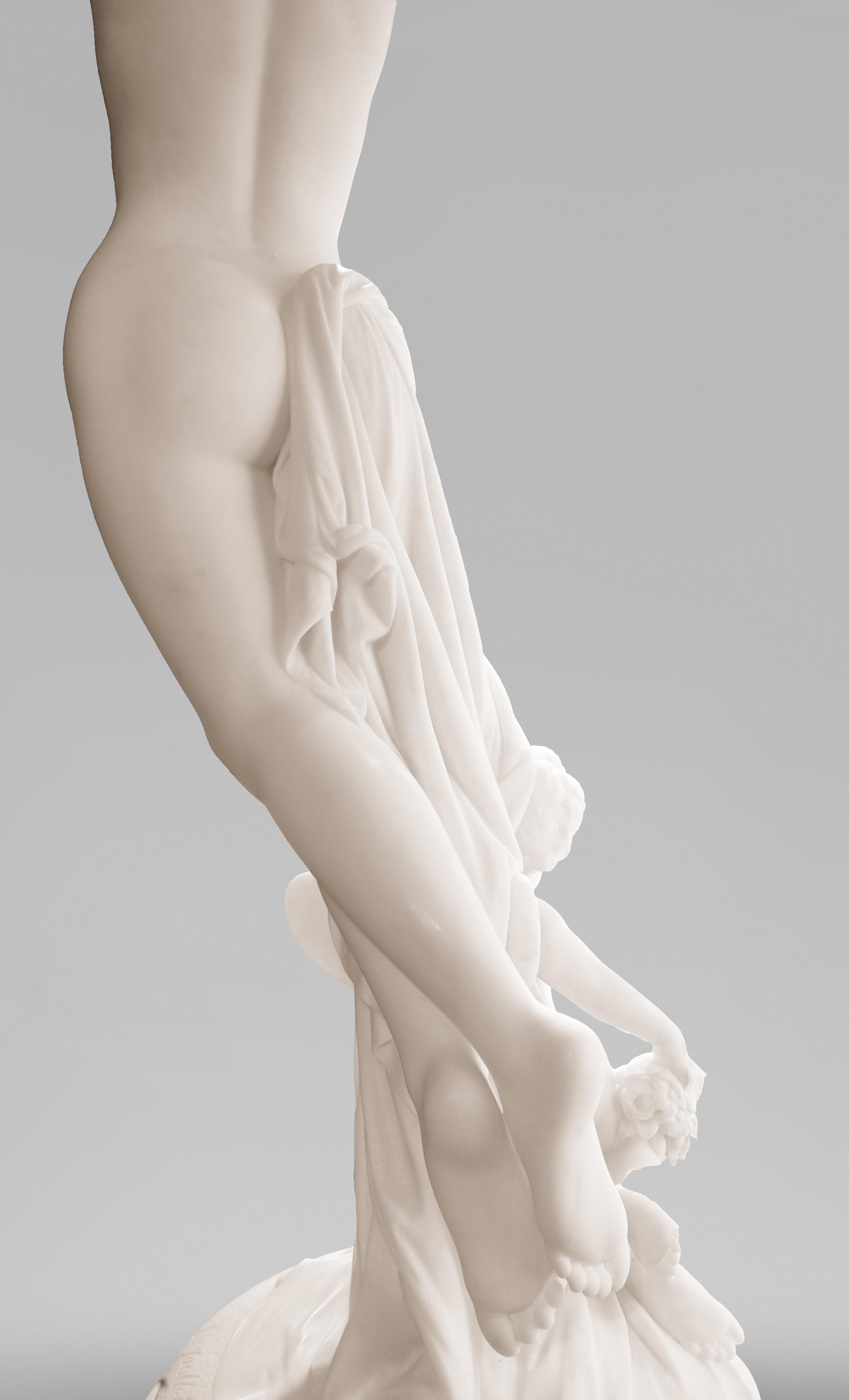 Marble Sculpture and Its Original Column, 19th Century For Sale 6