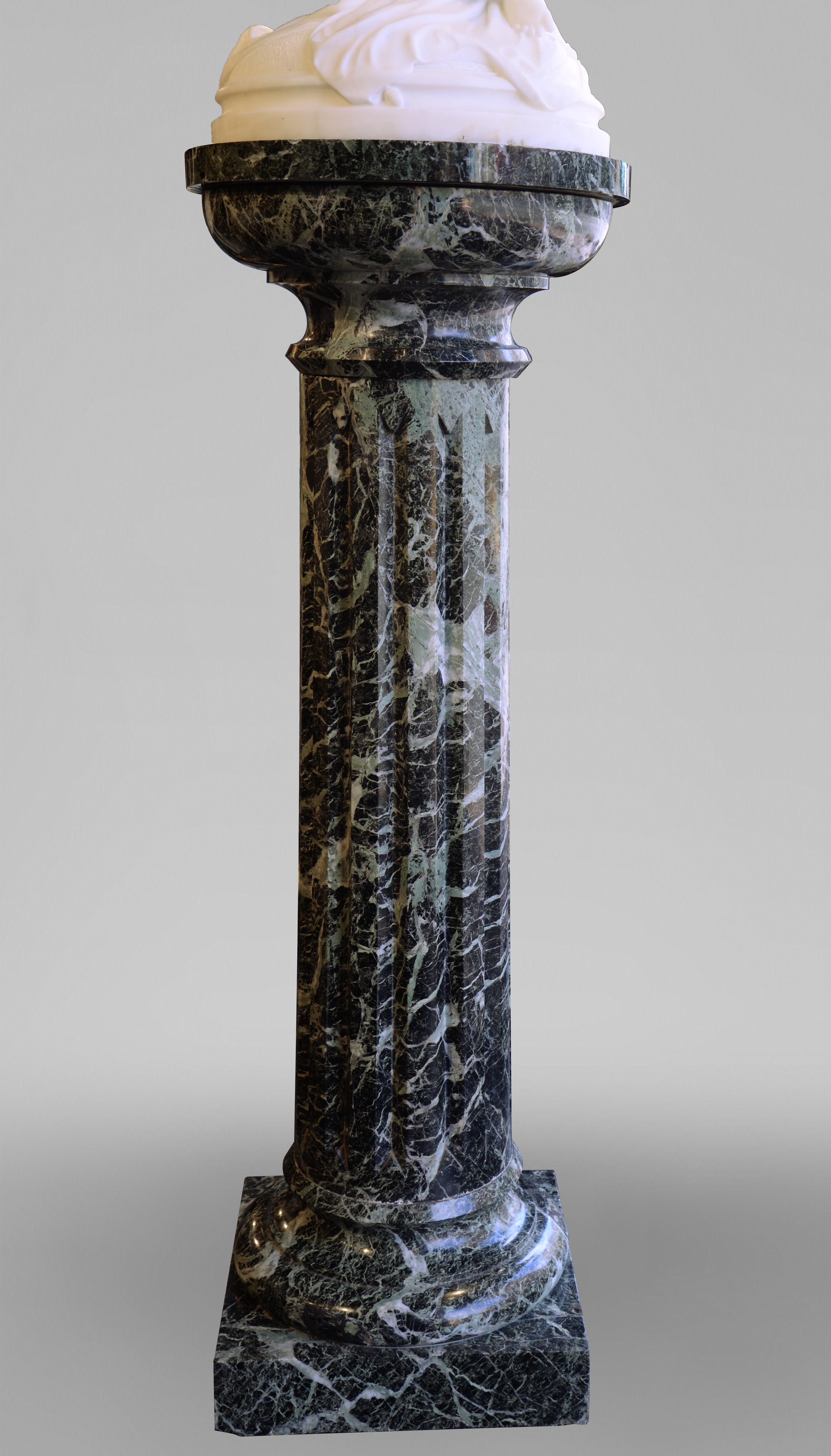 Marble Sculpture and Its Original Column, 19th Century For Sale 9