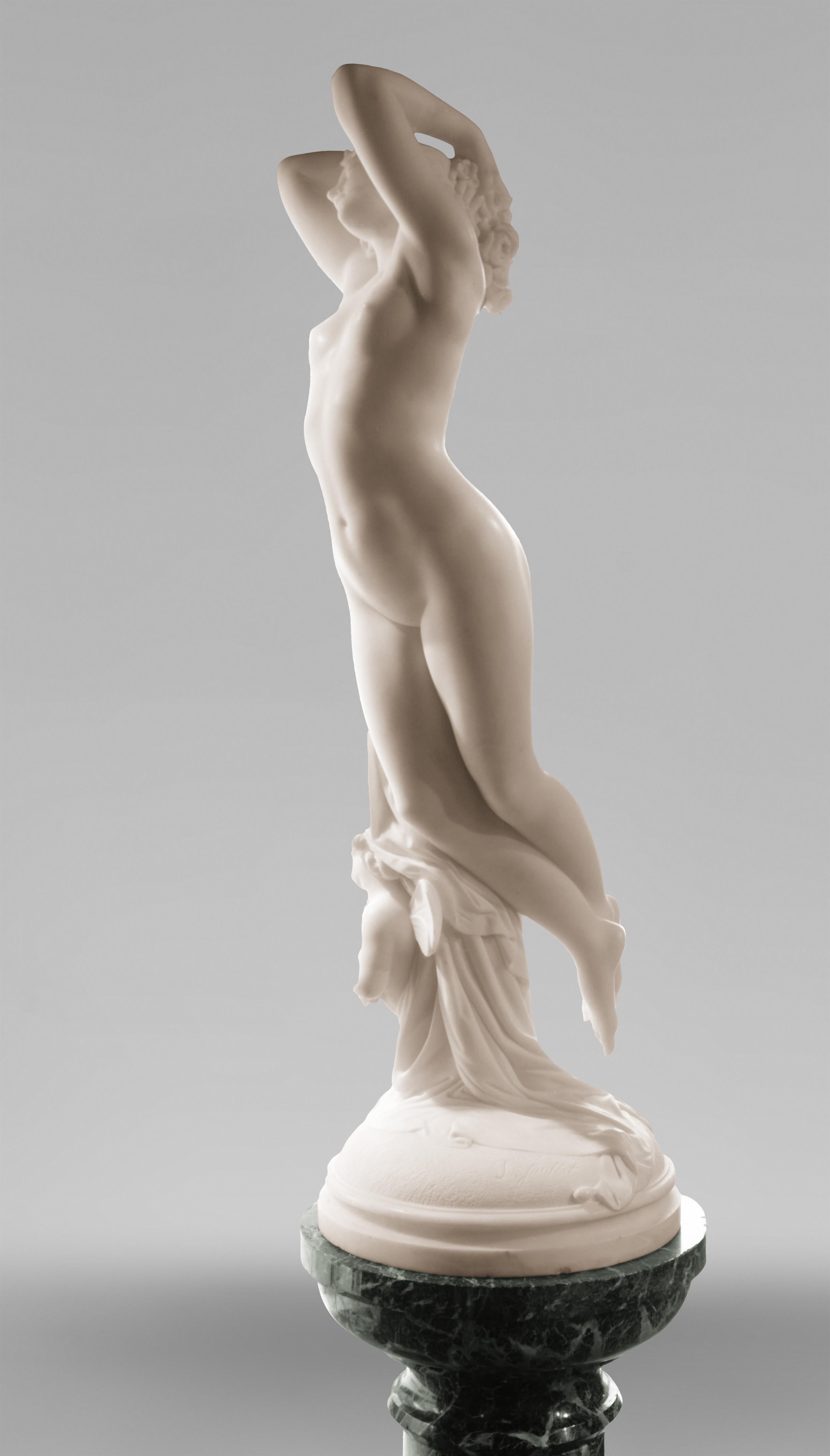 Marble Sculpture and Its Original Column, 19th Century For Sale 3