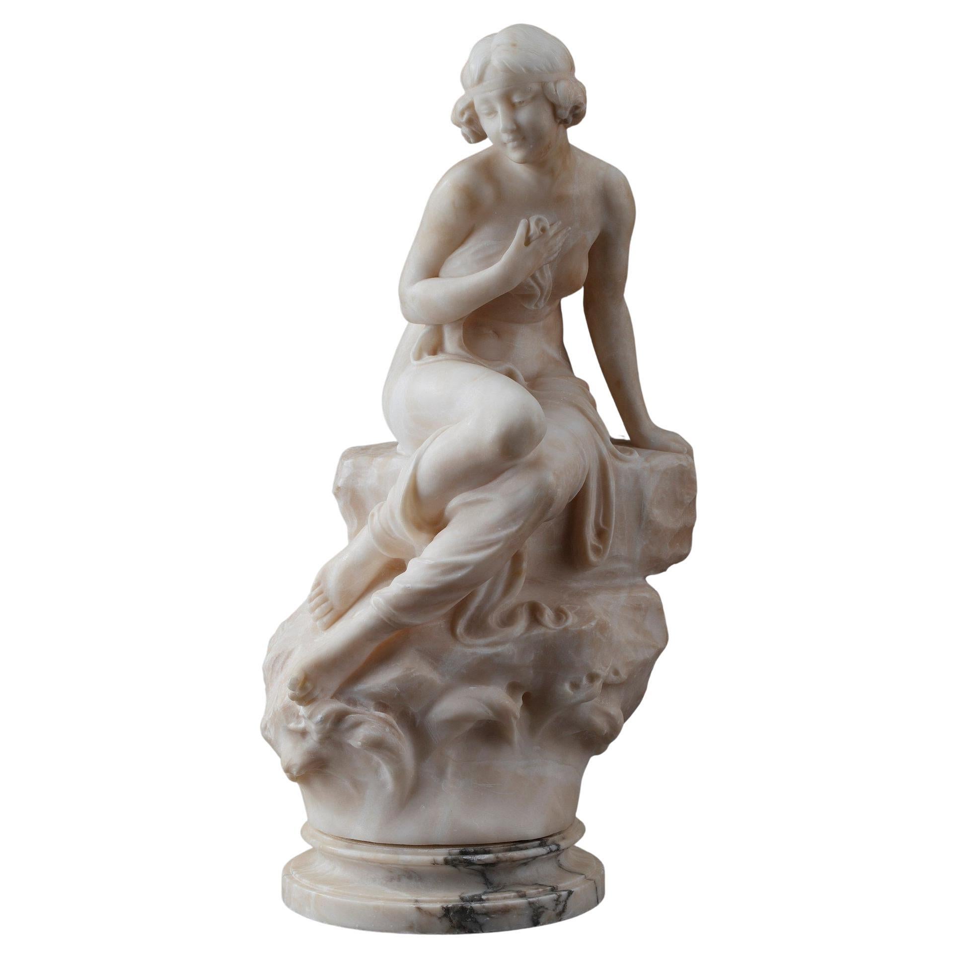 Marble Sculpture "Baigneuse Assise" After Falconet