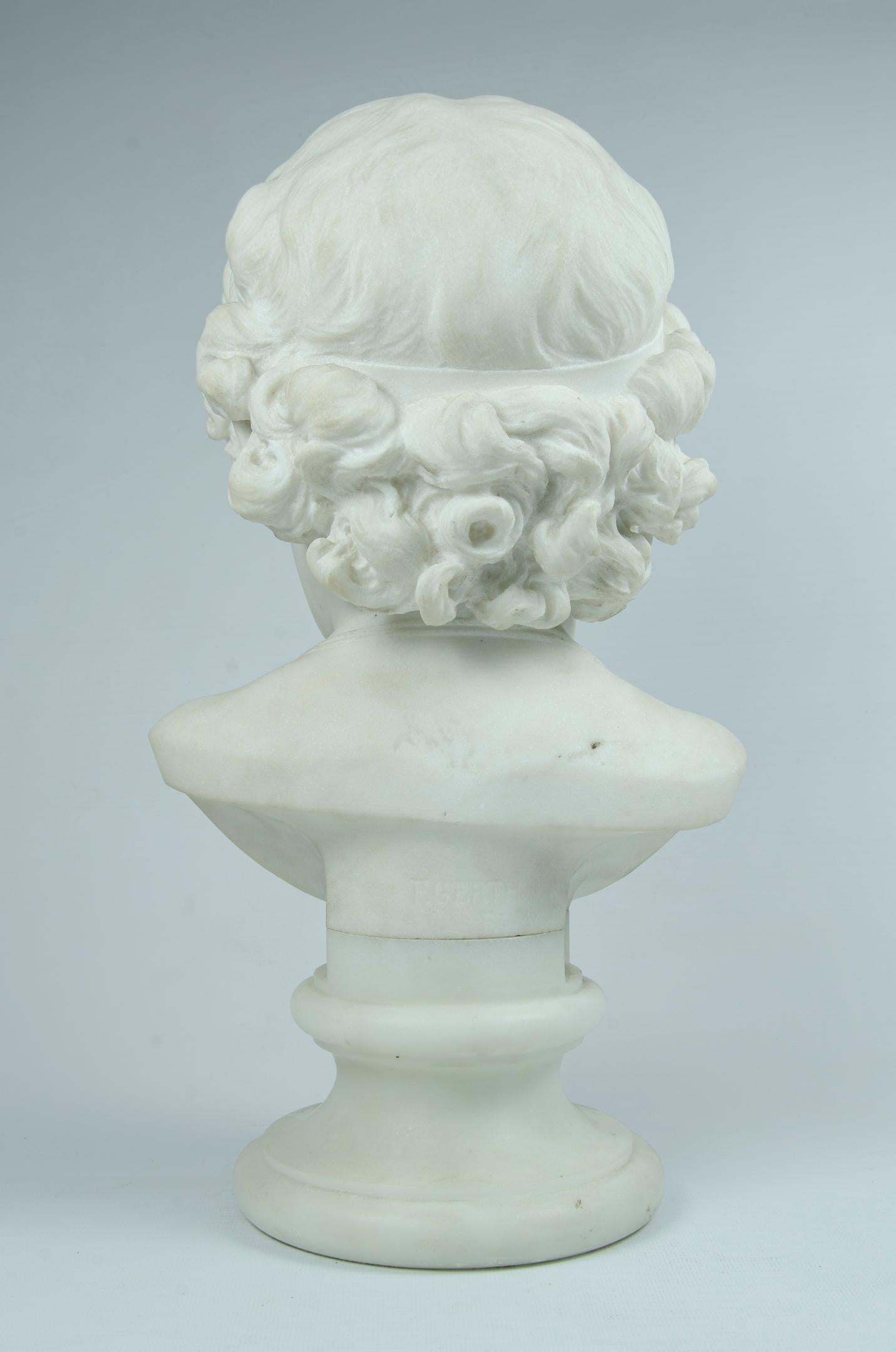 Neoclassical Marble Sculpture 'Bust of a Child' F. Gerth For Sale