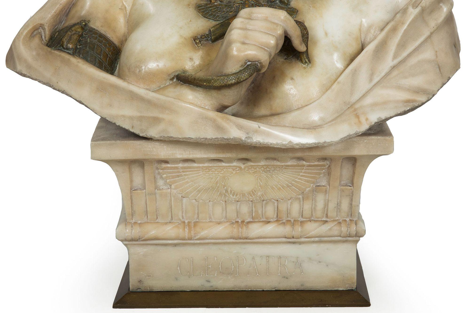Italian Marble Sculpture “Bust of Cleopatra” by Aristide Petrilli