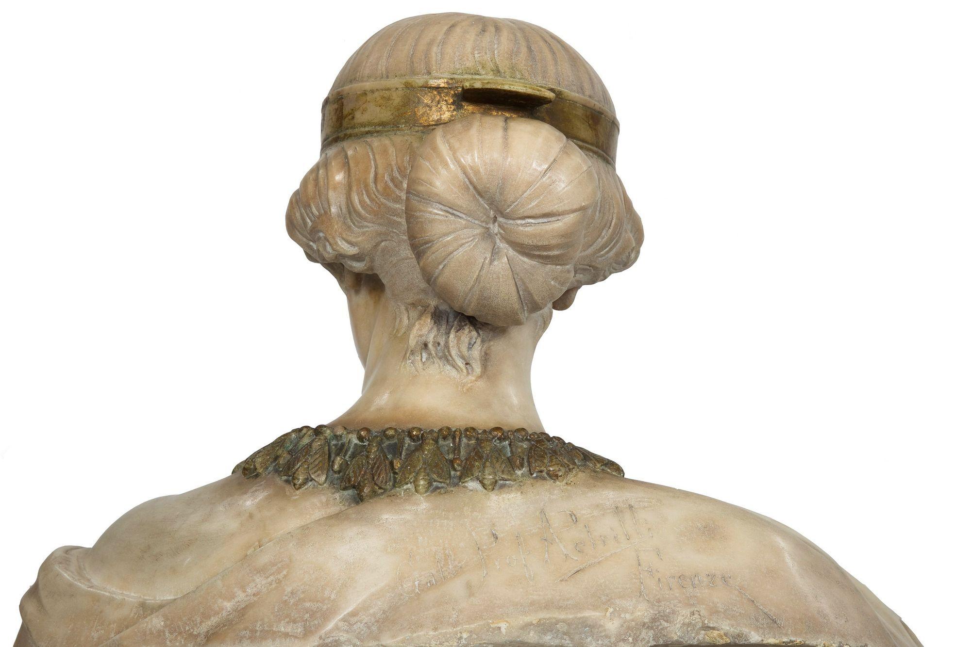 19th Century Marble Sculpture “Bust of Cleopatra” by Aristide Petrilli