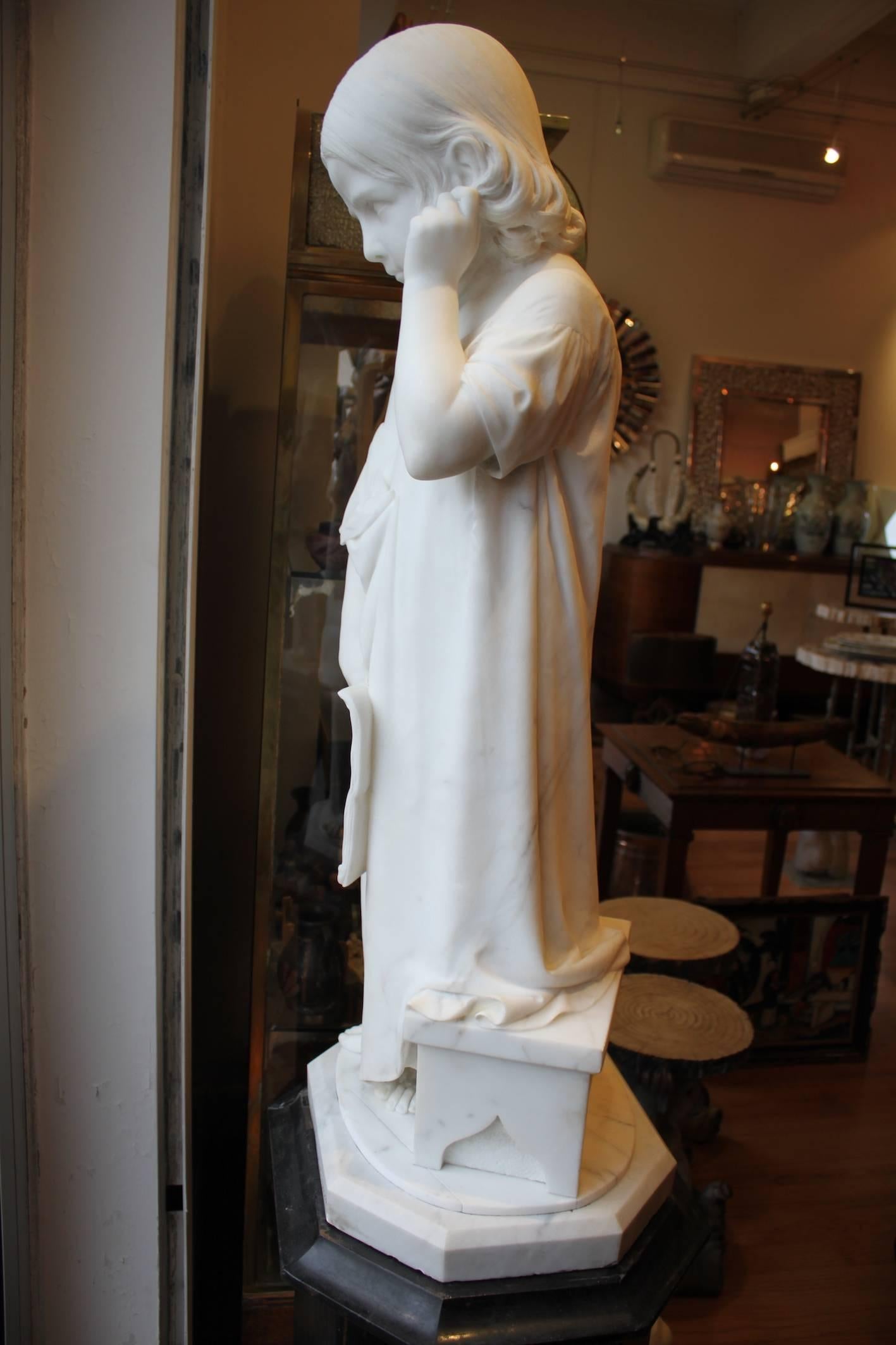 French Marble Sculpture by Angelo Biella, Milano For Sale