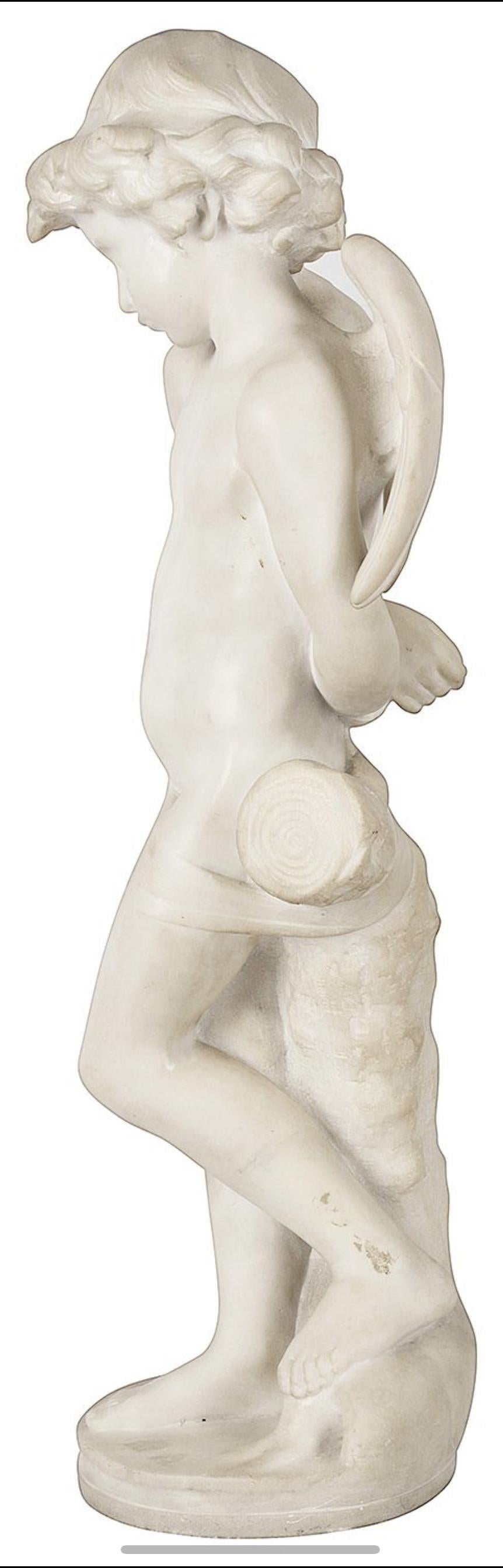 A very good quality late 19th century Carrera marble statue of the 'Cupid bound' signed by Denise Delavigne. We have pedestals that this statue could stand on
Batch 65 61011. UNKZZ.





 