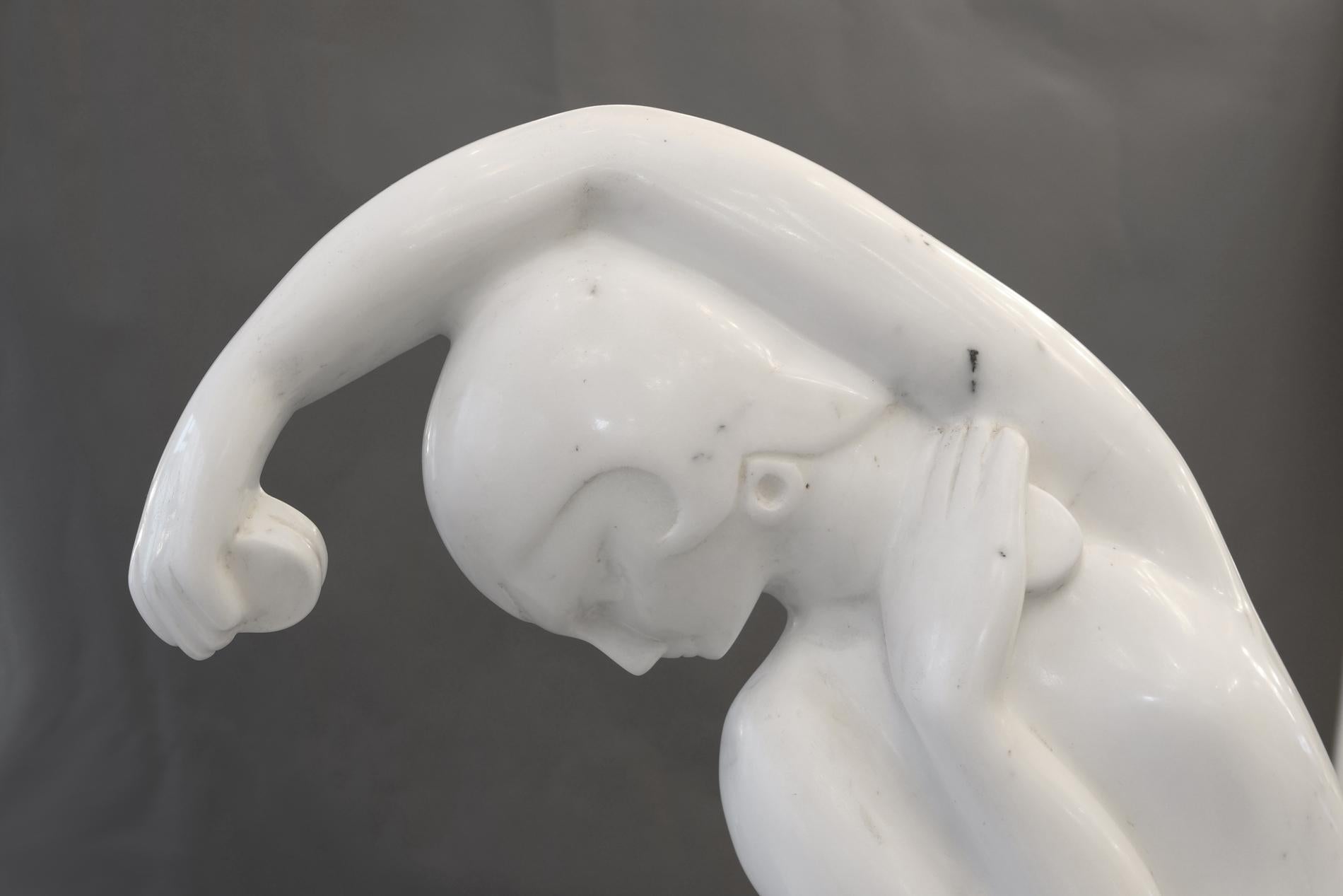 Art Deco Marble Sculpture by Raymonde Guerbe 