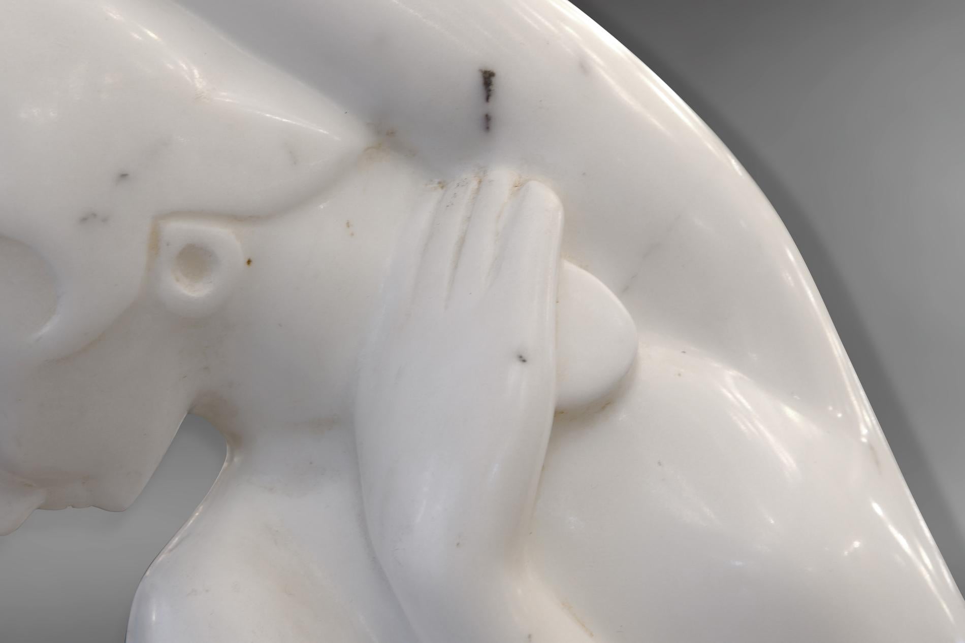 French Marble Sculpture by Raymonde Guerbe 