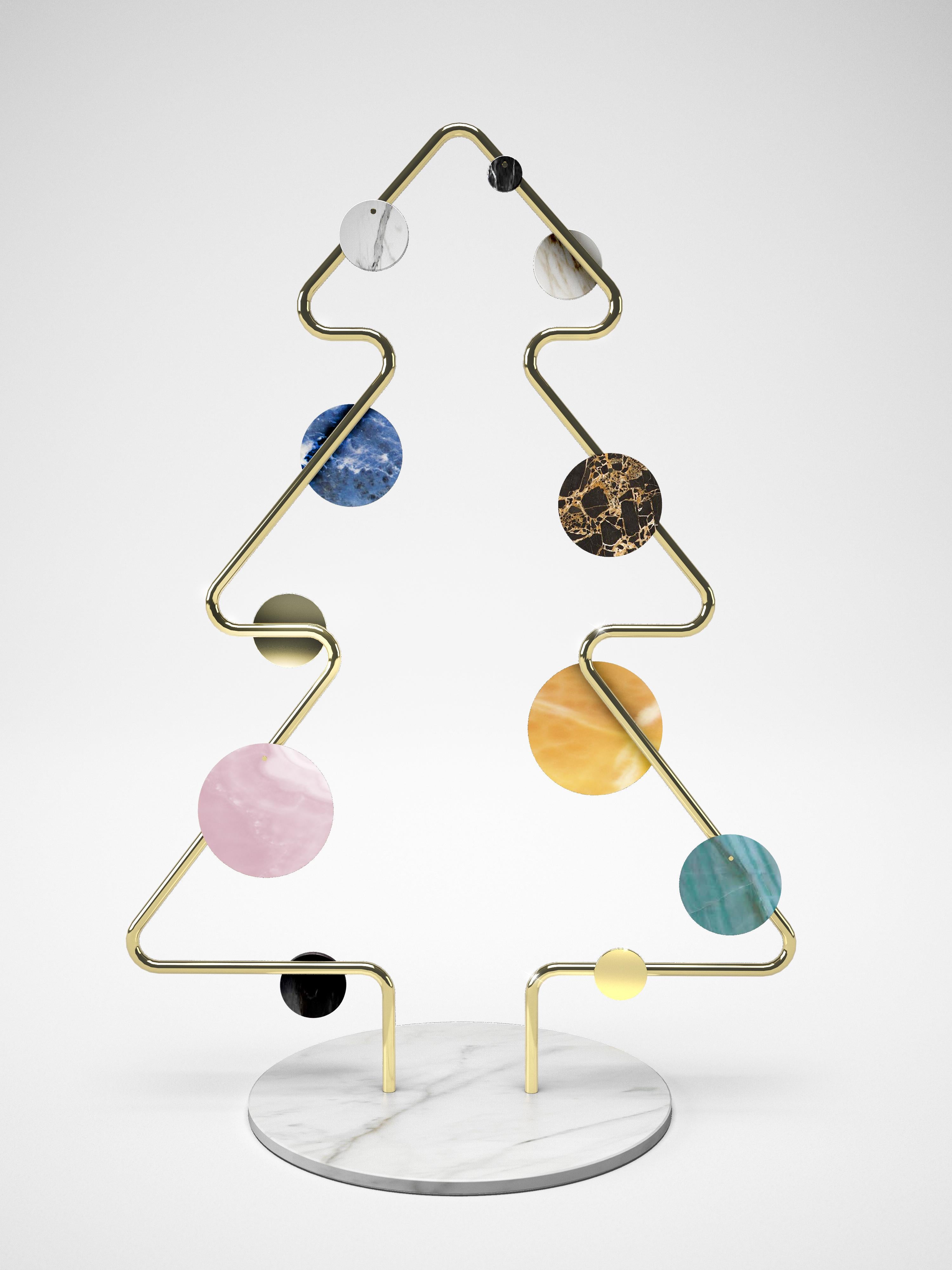 Sculpture décorative d'arbre de Noël en marbre, onyx et acier, design de collection Italie Neuf - En vente à Ancona, Marche