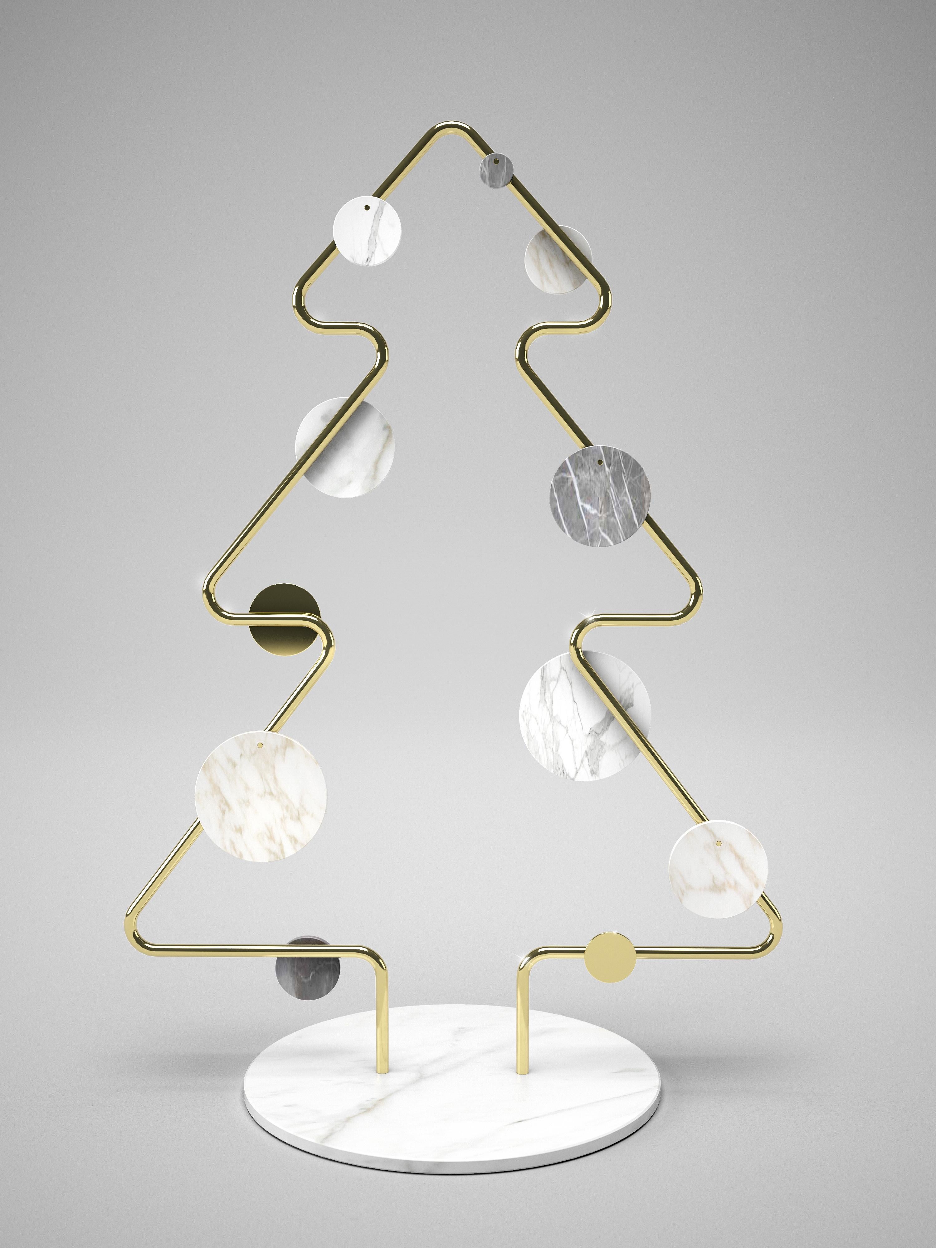 XXIe siècle et contemporain Sculpture décorative d'arbre de Noël en marbre, onyx et acier, design de collection Italie en vente